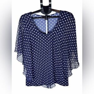 Adele & May Elegant Navy Polka Dot Blouse X-large